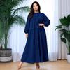 Middle East Plus Size Pleated Solid Long Sleeve Loose Lantern Dress: Comfortable, Flaw-Covering, Slimming Long Skirt