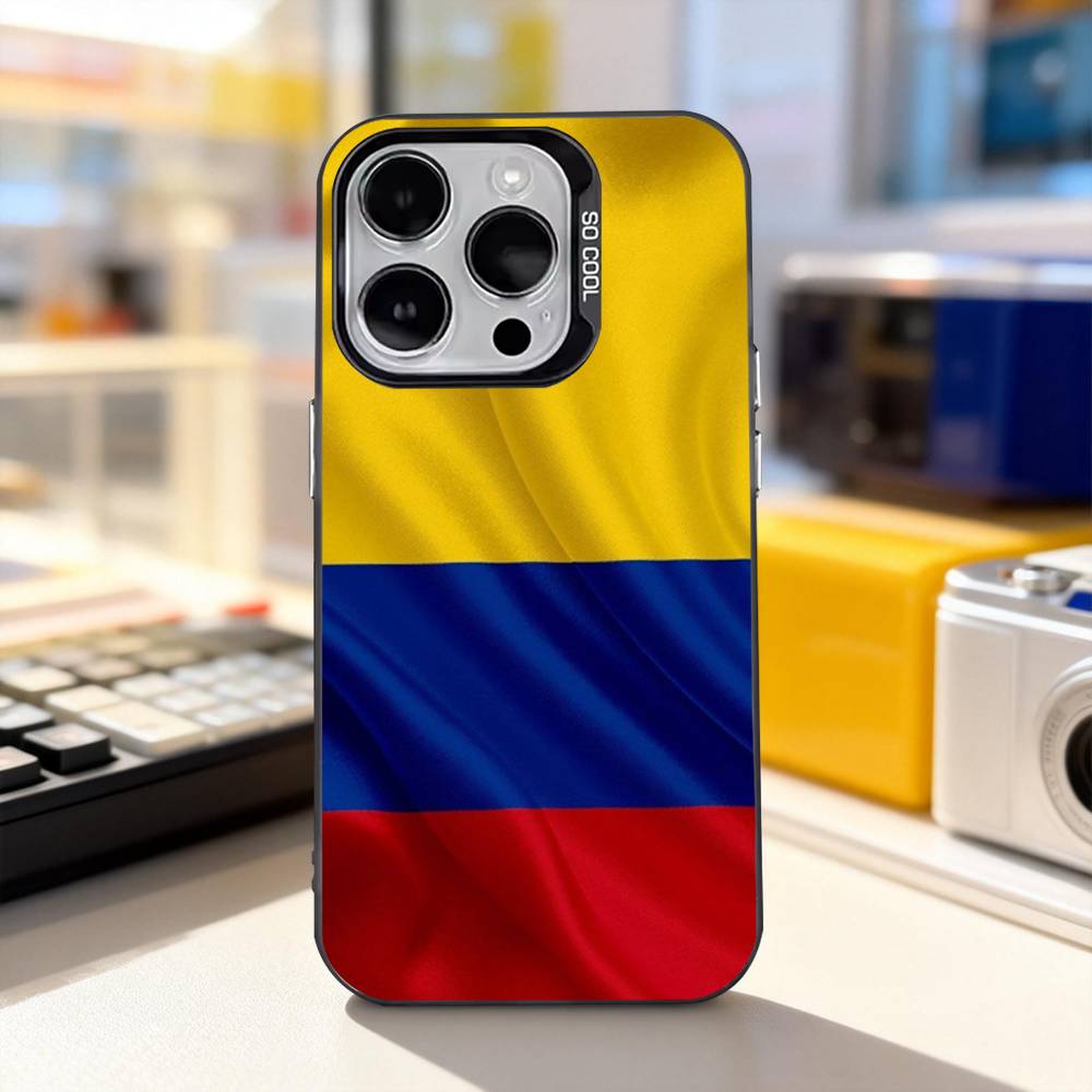 

Colombia Flag MAP Phone Case For iPhone 17,16,15,14,13,12,11,Pro,XS,Max,Plus,Mini,SE4,E IMD Matte Black iPhone14ProMax