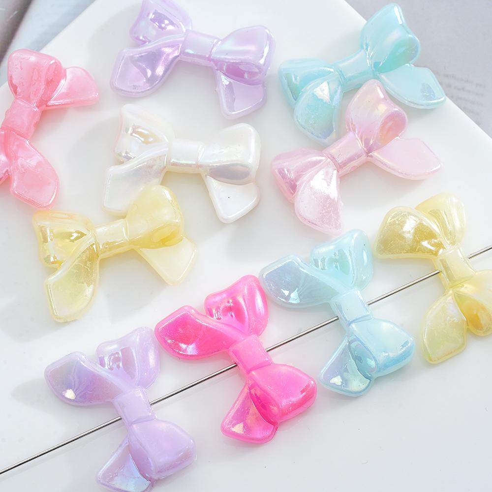 Acrylic Ab Plated Color Imitation Bow, Solid Color Beads, Straight Hole Loose Beads Diy Jewelry, Necklace, Hairpin, Beaded Material