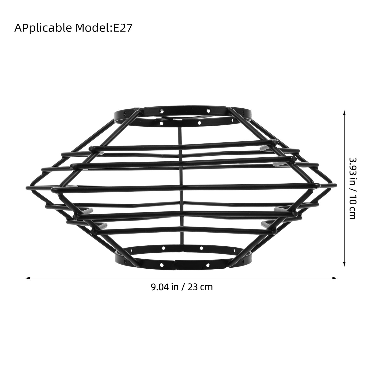 

E27 Metal Wire Lampshade Black Vintage Pendant Lamp Shade Hollow Out Iron Frame Living Room Ceiling Light Shade Industrial Decor чорний