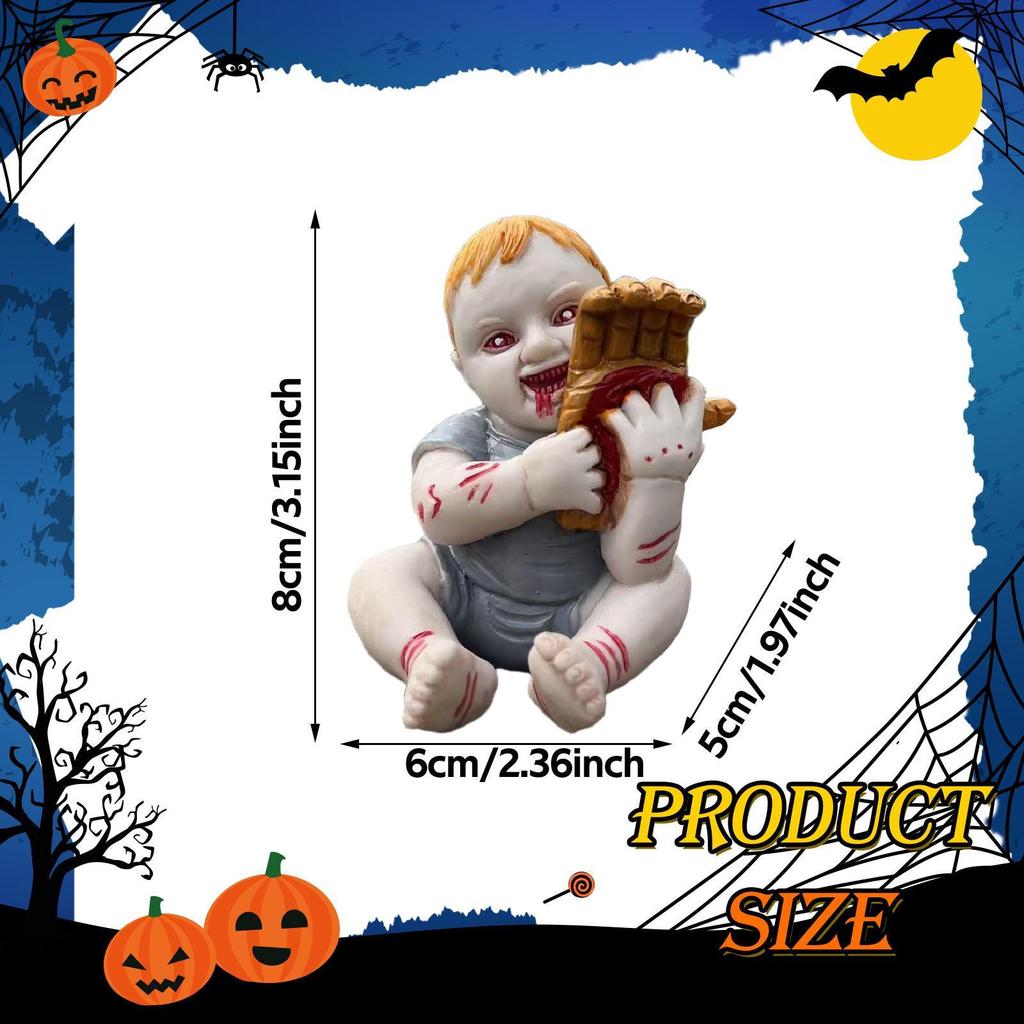 Halloween Doll Creepy Decorative Handmade Statue Sculpture for Office Porch Tabletop