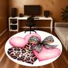 1PC heart leopard print Office Round Area Rug, Under Office Chairs Bedroom Living Room Home Decor, Carpet for Office -1110157