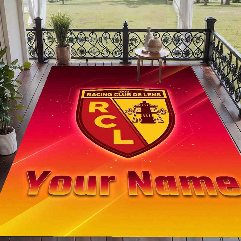 Custom Text Printed Rug Racing Club De Lens Non Slip Floor Carpet For Home Room Decor