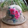 Vår og sommer etnisk vind broderi blomst sammenleggbar hatt dame strikkelue sandbøttehatt