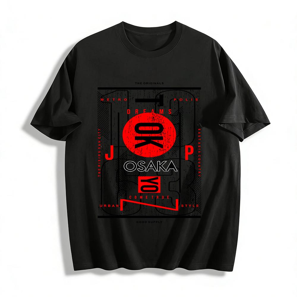 Tokyo Osaka Retro Print Streetwear Urban Casual Graphic Tee Top Pure cotton T-shirt