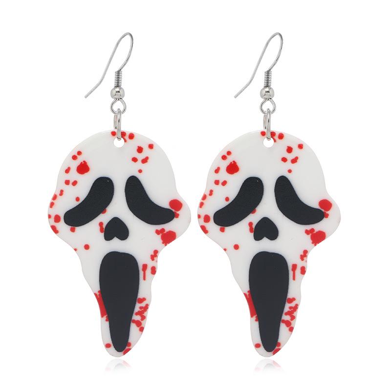 Double-Sided Acrylic Skull Earrings - Halloween Scary Head Ear Ornaments