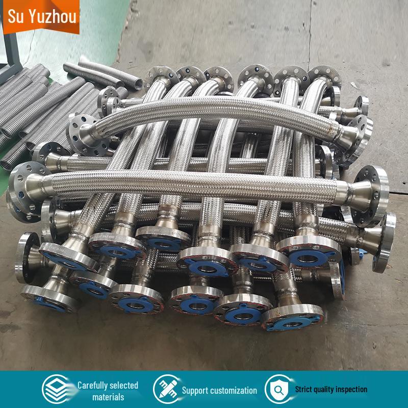 High-Temp High-Pressure Flanged Metal Corrugated Steam Hose with Braided Mesh Lining