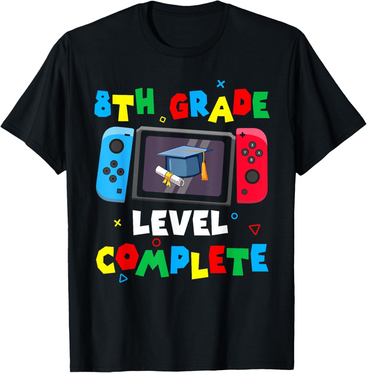 Game Controller Level 8th Grade Complete Boys Graduation T Shirt S разноцветный