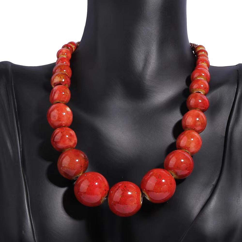 JMXD-Evropský a Americký Etnický Styl Korálkový Keramický Korálek Náhrdelník Bohémský Nastavitelný Řetízek na Krk Retro Jednoduchý Novoroční Řetízek na Svetr