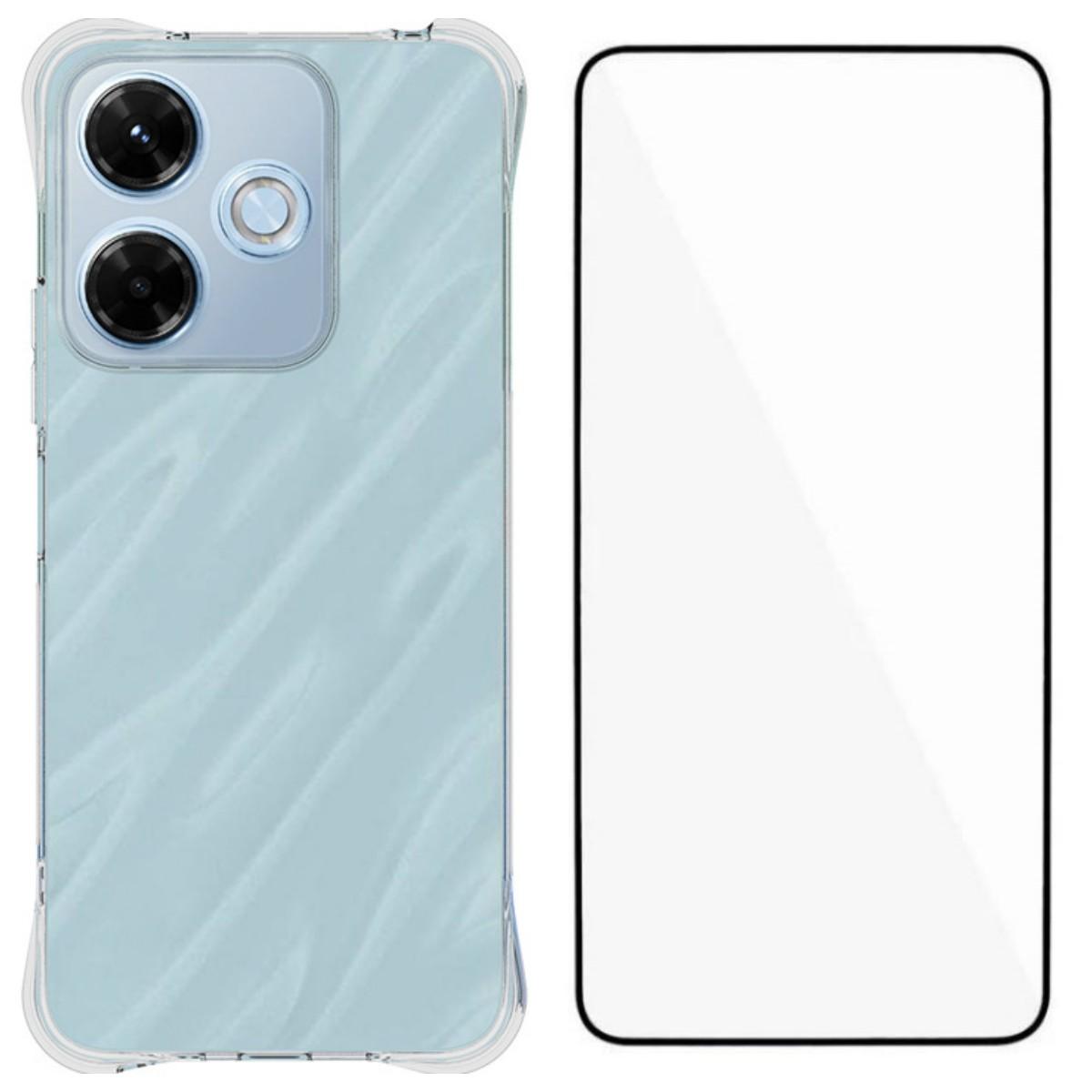 

For Xiaomi Redmi 13x 4G Case WANLONFENG WL Series 2.0mm TPU Phone Cover with Tempered Glass Film Transparent