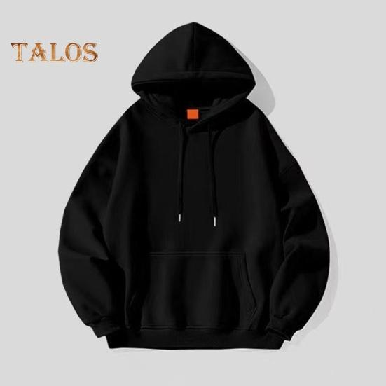 Men Fall Winter Hoodie with Big Front Pocket Solid Color Drawstring Long Sleeves Hooded Elastic Cuff And Hem Thin Daily Wear Casual Sport Top