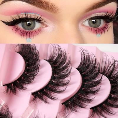 Wimpern Natürlicher Look 3D Wispy Curly Fluffy Messy Faux Mink Haar Wiederverwendbar