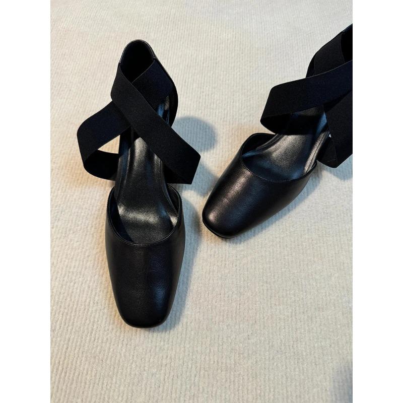 

Весна 2025 Новая Женская Обувь Квадратный Носок Толстый Средний Каблук Перекрещенная Эластичная Кожа Коровы Цвет Офисная Женская Обувь Лодочки 35 чёрный