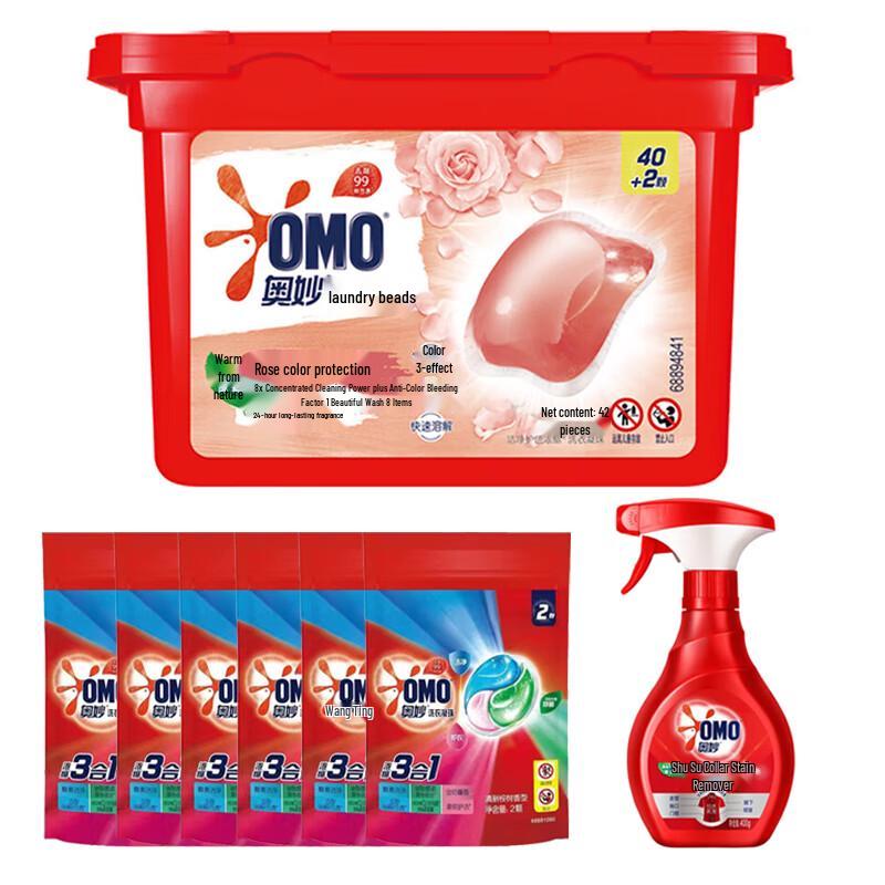 OMO Rose Color Protect Laundry Pods & Collar Cleaner Bundle