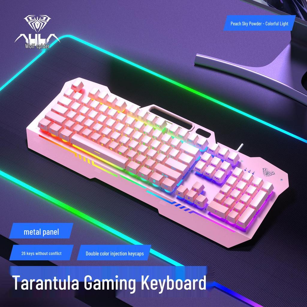 Wolf Spider F3010 Mechanical Gaming Keyboard & Mouse Set - Wired 3-Piece for Laptop/Office.