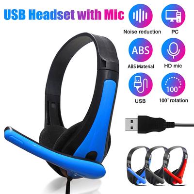 USB-Kopfhörer mit Geräuschunterdrückung, kabelgebunden, Mikrofon, universelles USB-Headset mit Mikrofon für PC/Laptop/Computer