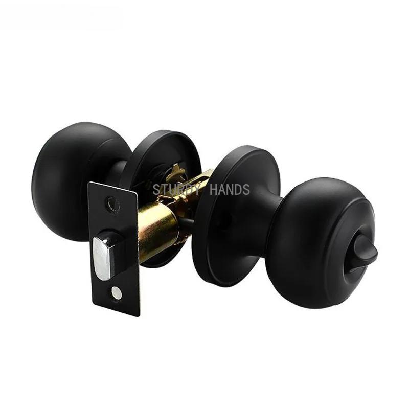 Stainless Steel Spherical Handle Lock Entrance Passage Keyless Door Lock Black Bathroom Door Lock Indoor Hardware Lockset