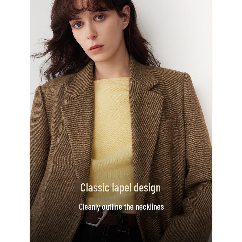 ELLE Damen Blazer aus Wollmischung im französischen Stil