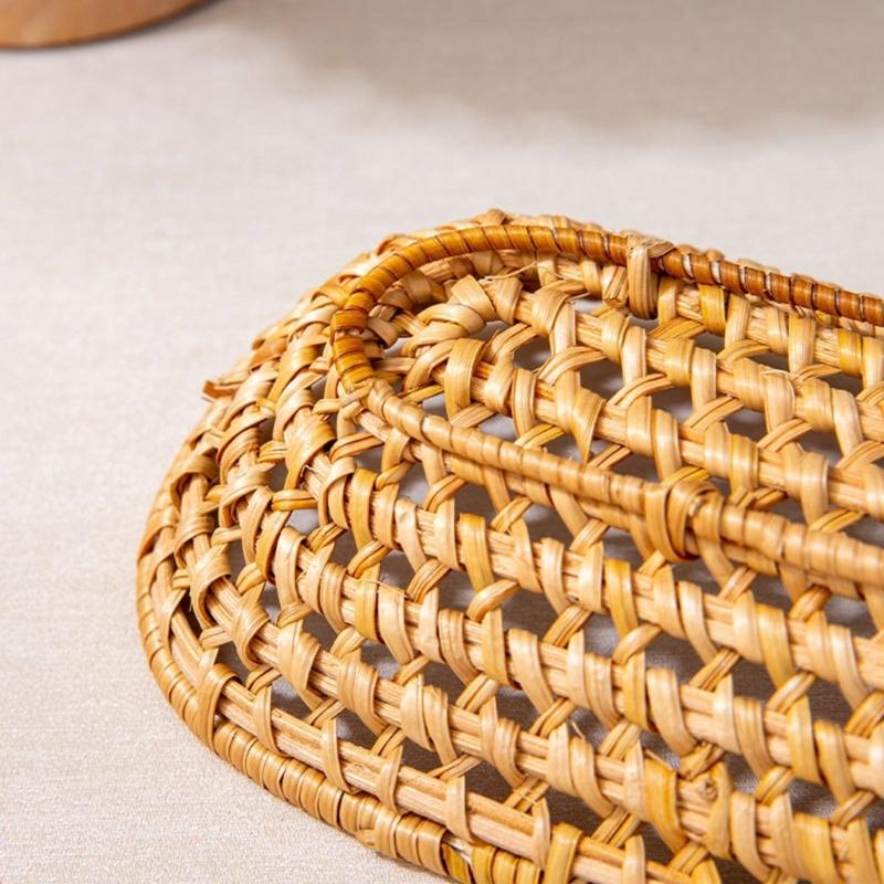 Multipurpose Rattan Basket for Fruit Storage Serving Plate Desktop Storage Tray Home and Office Organization Supplies