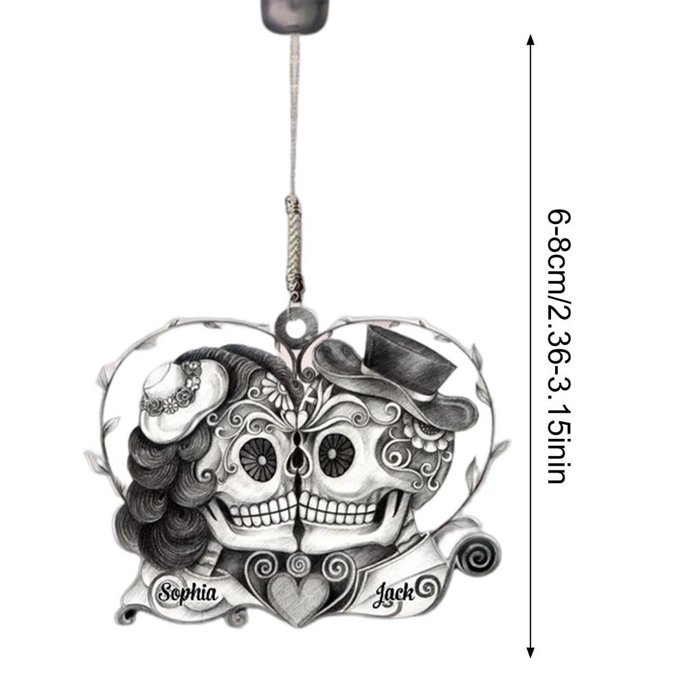 Cartoon Skull Car Rearview Mirror Acrylic Pendant Funny Car Ornament Charm Accessories Halloween Gothic Swing Pendant for Auto