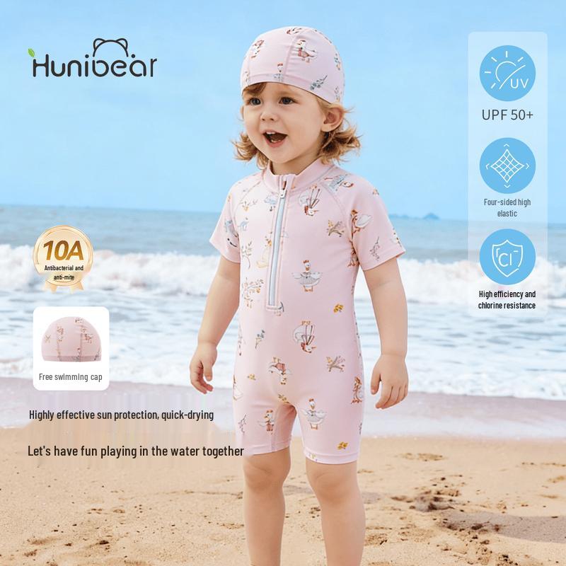 Happy Little Bear Kids Sun Protection One-Piece Swimsuit with Cap 120/60