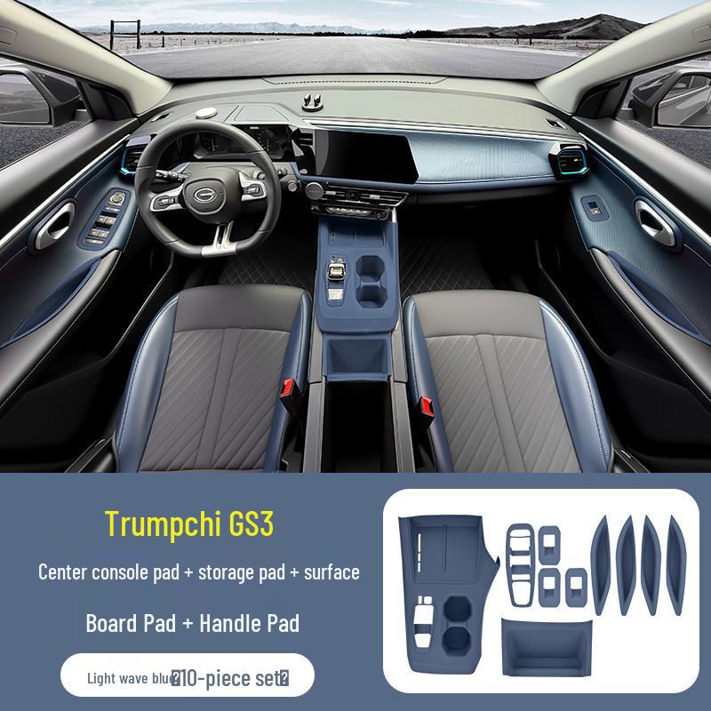 Trumpchi GS3 Center Console Accessory Set: Silicone Air Vent Pad, Wireless Charging Pad, Cup Holder Protector.