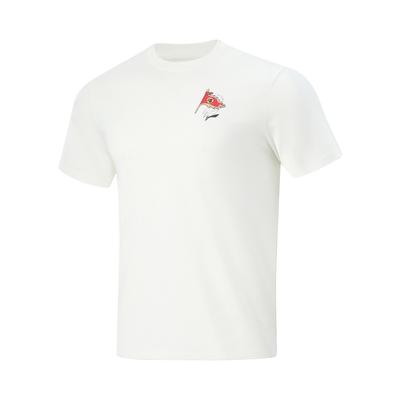 Li Ning Ping Pong Serie Bedrukte Letter Crew Neck Pullover Comfortabel T-shirt met Korte Mouwen Unisex Tops AHSU861-1