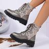 New Large-sized Shoes Women's Shoes, Round-toed Thick-soled Lace-up Fashion Boots