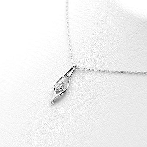 Estelle Official [Amazon.co.jp Exclusive] Women's Necklace, 10K White Gold with Diamonds and Drop Motif, 0344-1406-0015-0000