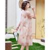 Pastel Chinese Style V-Neck Print Chiffon Dress