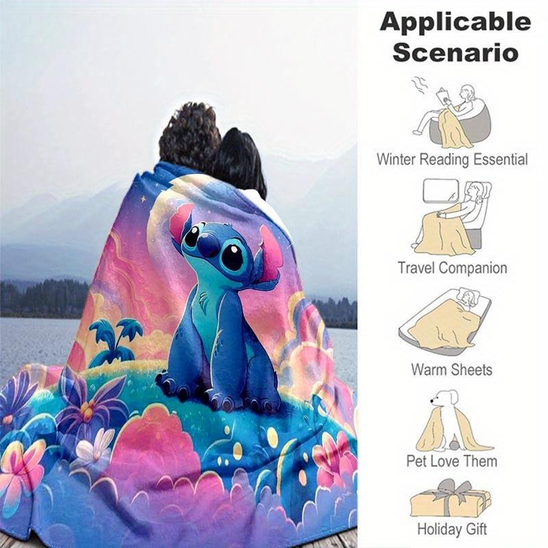 1pc Stitch Printing Blanket - Soft, All-Season Throw for Office Blanket, Personalized Gift with Adorable Cartoon Design
