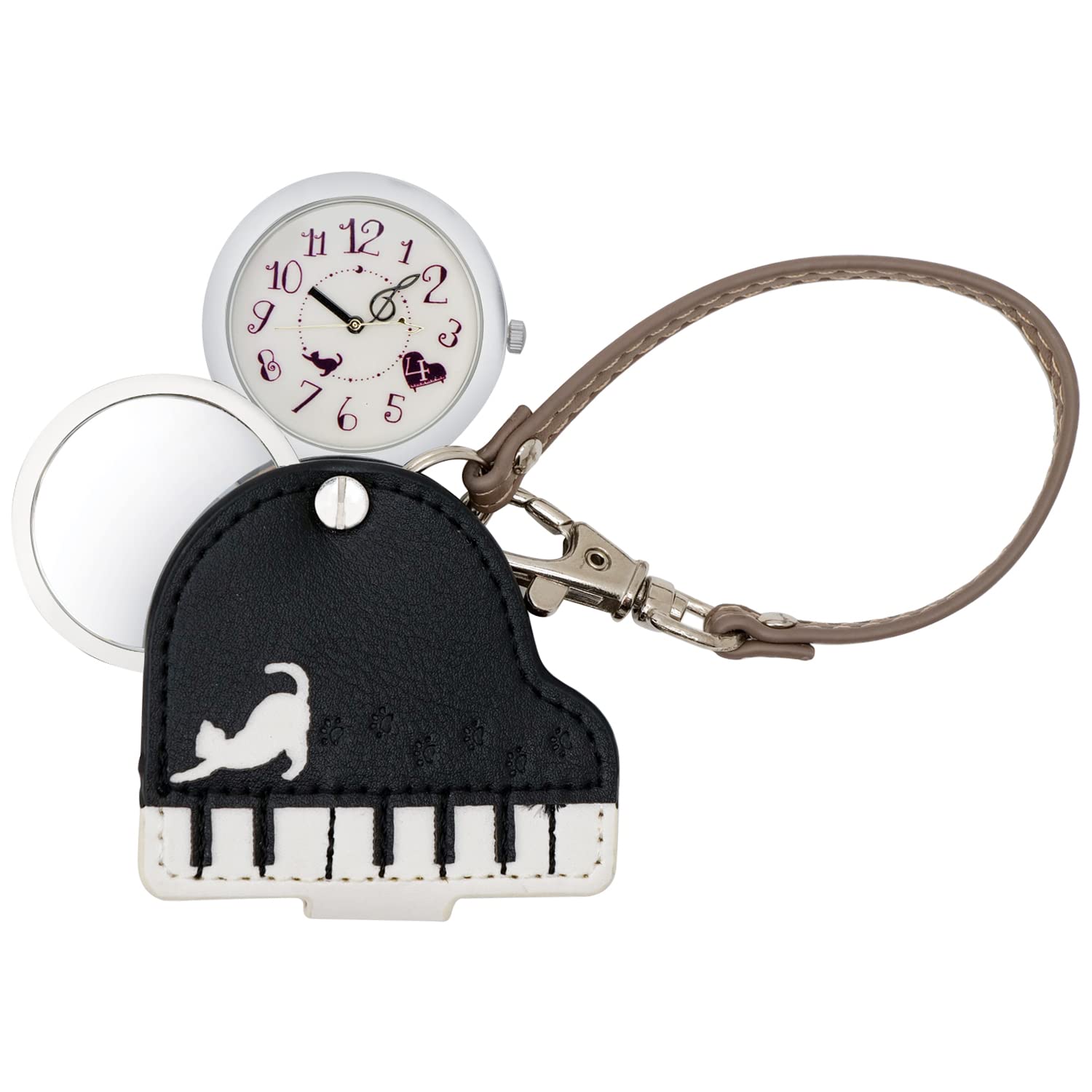 

Часы аналоговые Cat Piano Bag Charm Watch с лупой коричневые [Fieldwork] LW038-2 женские