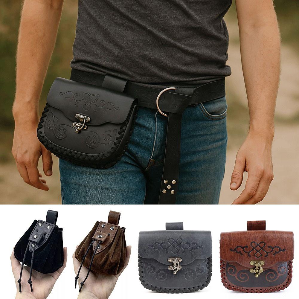 High-quality Leather Retro Belt Pouch Viking Style Festival Accessory Coin Purse Medieval Design Fanny Pack Halloween Costume