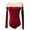 Black Floral Mesh Backless Dance Leotard Classical Chinese Modern Ballet Contemporary Performance