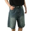 Summer Retro Distressed Blue Denim Pants Men's Loose Straight Five-point Pants All-match Hot Pants