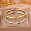 Titanium Steel Bracelet - Round Smooth Surface Plain Ring Stainless Steel Bracelet, Fashionable and Simple Open Wristband