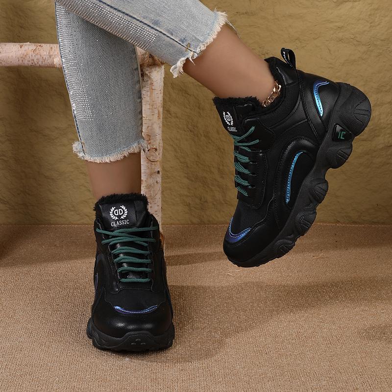 High-top Fleece-Lined Dad Sneakers for WomenNew Winter Thickened Warm Shoes Casual Travel Sports Shoes for Women