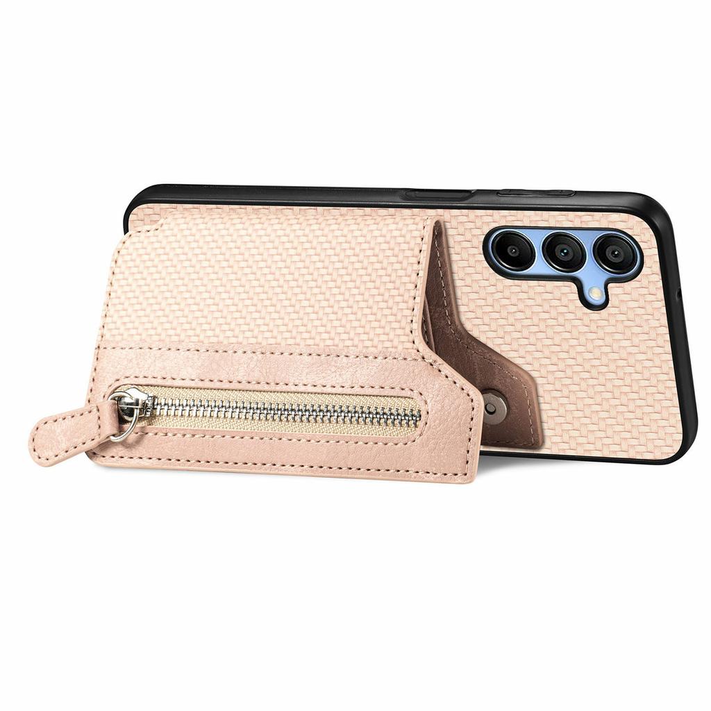 For Samsung Galaxy A16 4G/5G Case Leather+PC+TPU Zipper Pocket Kickstand Phone Cover