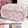 Estuche de Lona de Gran Capacidad con Patrón de Capibara Chiikawa y Ventana Transparente Para Estudiantes y Uso de Oficina
