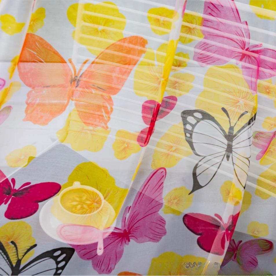 Transparente Vorhänge mit Blumenmuster und Schmetterlingen, transparenter Voile-Tüll-Fenstervorhang