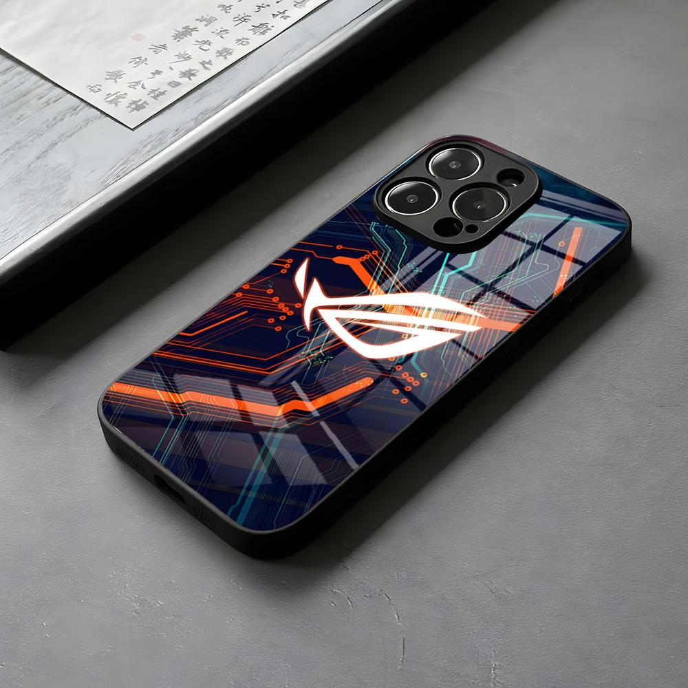Asus Republic Of Gamers Phone Case Glass For IPhone 16 15 14 Pro Max 13 12 Mini 11 X XS XR 8 Plus For Samsung Camera Protection