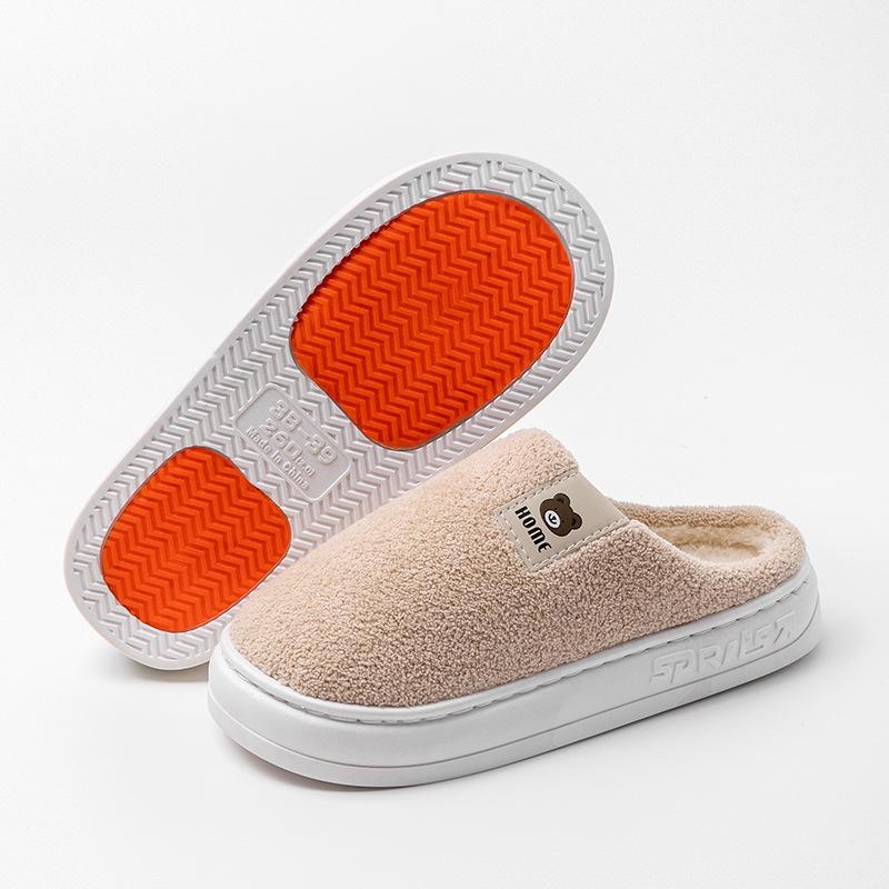 2025 new cotton slippers winter home thick bottom household cute thick bottom Korean warm fluffy slippers