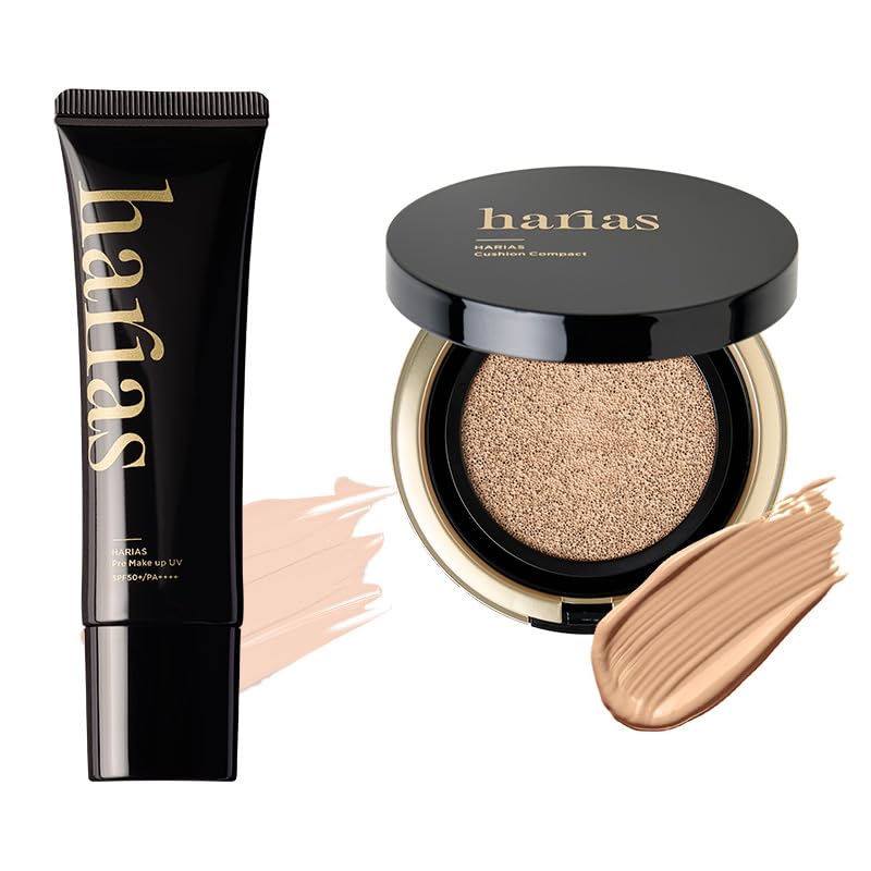 

HARIAS Кушон-основа для макияжа Сыворотка для макияжа Популярный (официальный) Набор из 2 предметов (амбра), База, Тональный крем, Солнцезащитный крем SPF50+, Выравнивающий тон янтарь