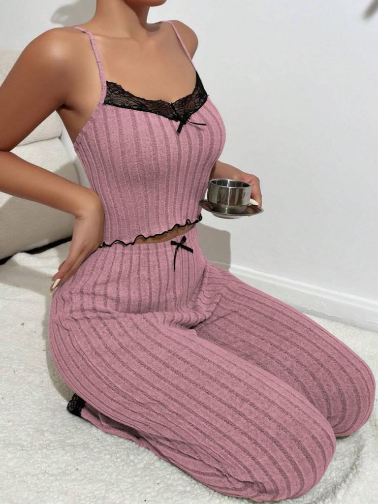Europe and the United States Hot-selling Loungewear Trousers Suspender Vest Pajamas Women Can Wear Two-piece Set Loungewear