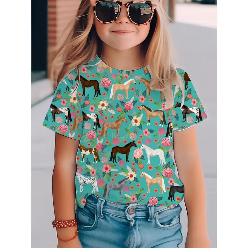 

Детская одежда для мальчиков, футболка с коротким рукавом для девочек, повседневная, с принтом животных, стильная детская летняя одежда, одежда для девочек, топы, футболки 160