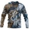 Sweat à capuche unisexe avec impression numérique 3D Motif pêcheur Luya pull de sport d'extérieur