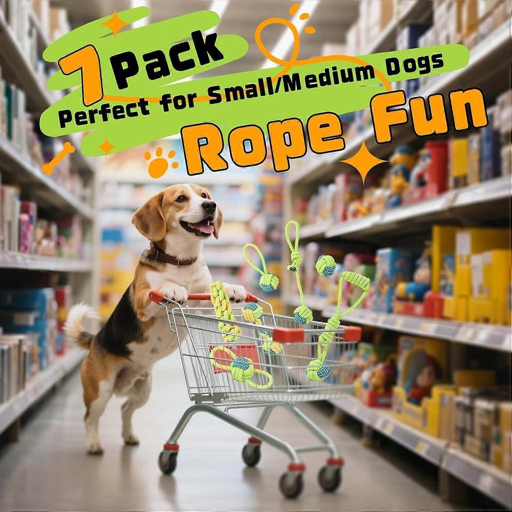 5 Pack Dog Rope Toys, Interactive Tough Chew Toys for Small and Medium Dogs, Clean Teeth and Relieve Boredom, Tug of War, Aggressive Chewers, Cotton R