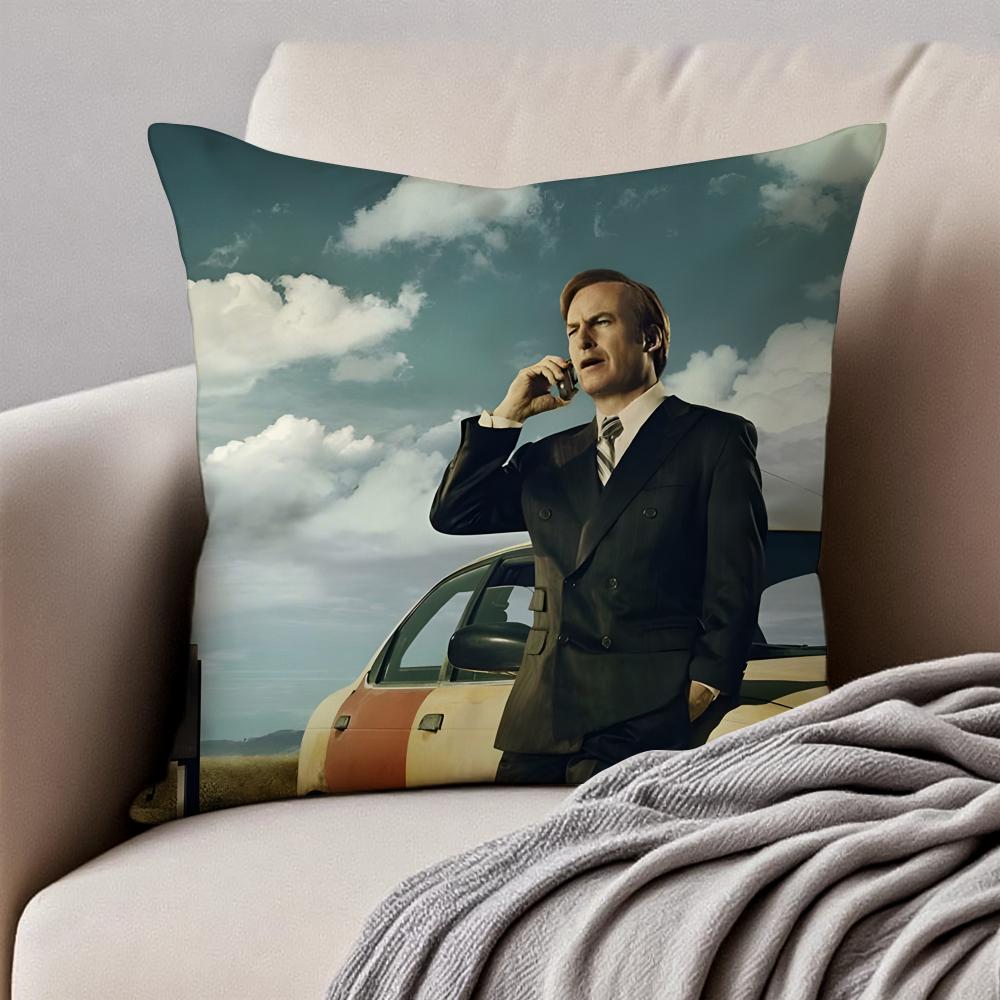 Crime American TV BBetter Call Saul Cushion Cover Pillowcase Antidustmite Invisible Zipper Short Plush Sofa Cushion