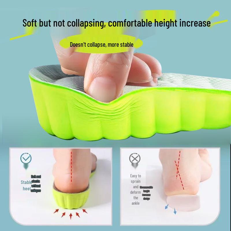 Men's Full Pad Height-Increasing Insoles: Anti-Odor, Non-Collapsing, Comfortable for Long Standing, Invisible Lift