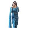 Sidhidata Womens Georgette Printed Ready To Wear One Minute Saree With Unstitched Blouse Piece (RTW Lilly Firozi Sky Blu